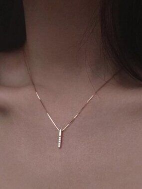 Gold Diamond Strip 925 Sterling Silver Necklace